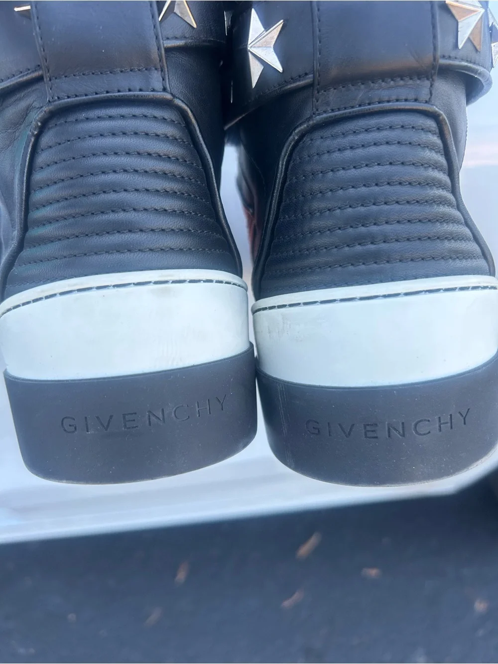 Givenchy Black & Red High-Top Sneakers with Star Strap